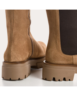 Bottes hautes en cuir velours avec élastiques et semelles crantées