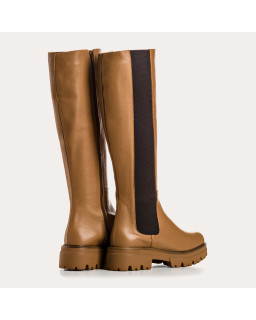 Bottes hautes en cuir grainé avec élastiques et semelles crantées
