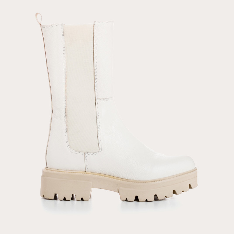 Boots en cuir grainé avec élastiques et semelle crantée épaisse