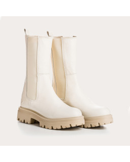 Boots en cuir grainé avec élastiques et semelle crantée épaisse