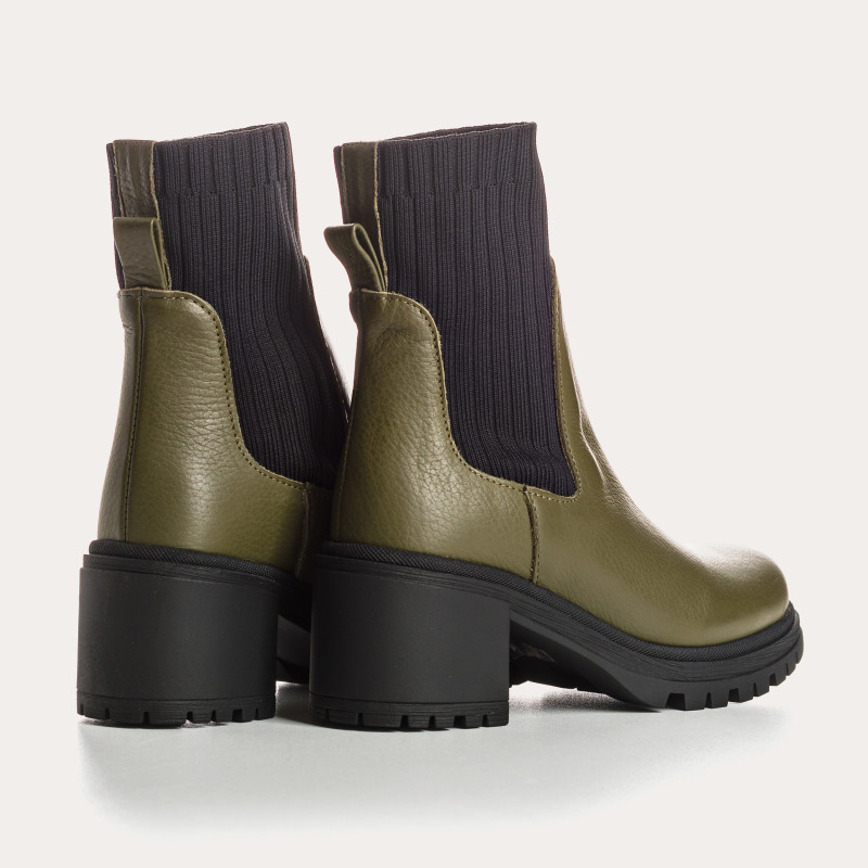 Bottines Chelsea à talons en cuir grainé