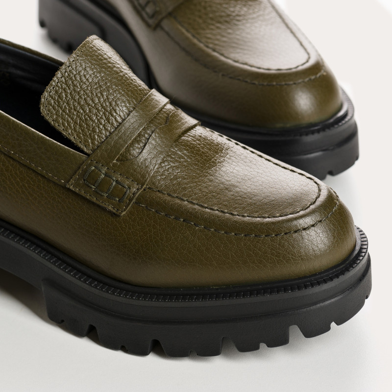 Mocassins chunky en cuir grainé