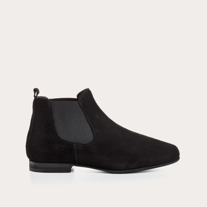 Chelsea boots flat velvet leather with elastic
