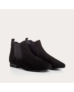 Bottines Chelsea plates en cuir velours avec élastiques