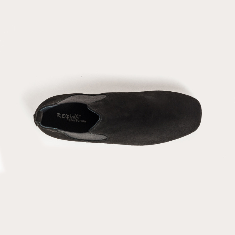 Bottines Chelsea plates en cuir velours avec élastiques