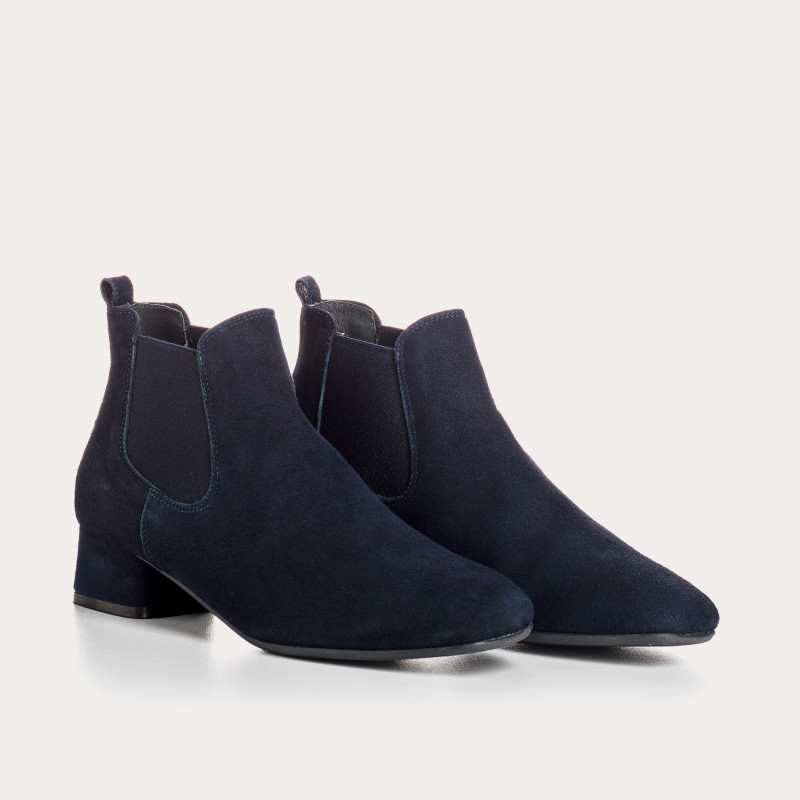 Bottines Chelsea en cuir velours avec élastiques
