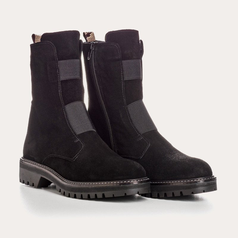 Boots chelsea velvet leather with elastic and interior zip