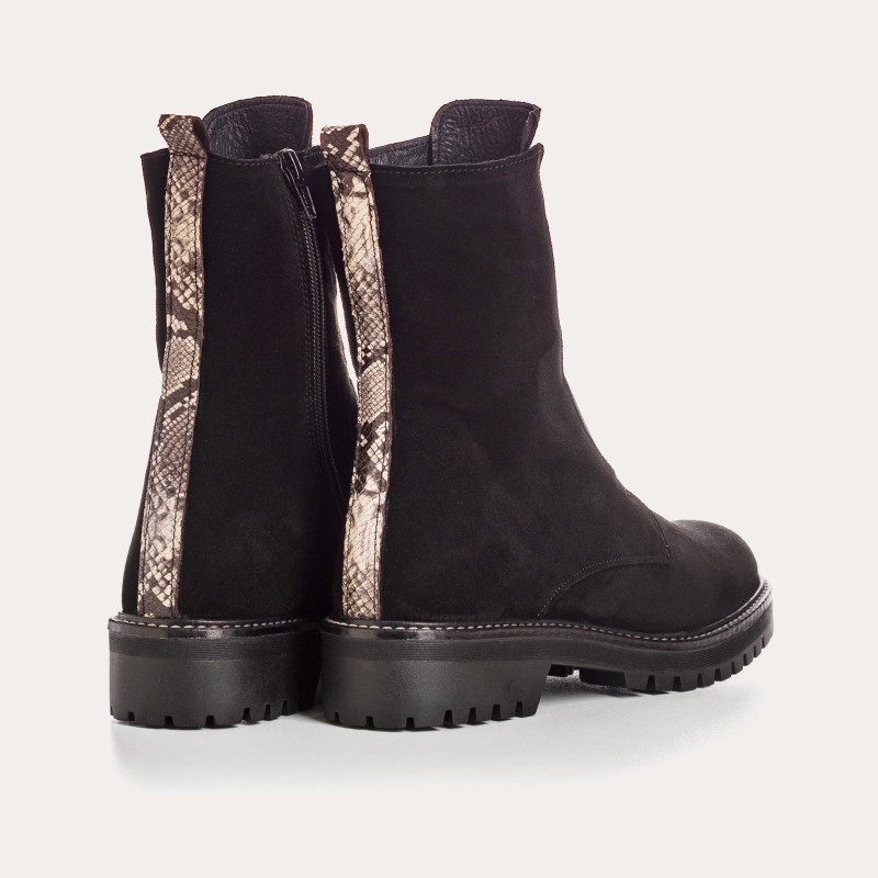 Boots Chelsea en cuir velours avec élastiques et zip intérieur