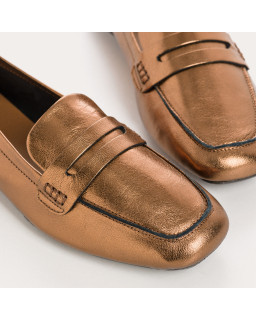 Moccasins College Leather Metallic with Square Tip