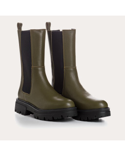 Boots en cuir grainé avec élastiques et semelle crantée épaisse