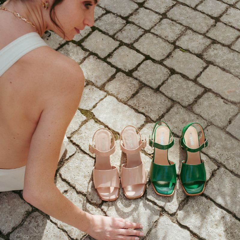 London Sandals - Woman Varnished Leather Heel Shoes | Reqins