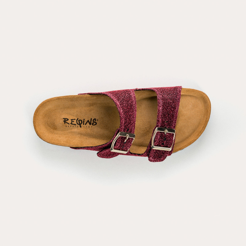 Sandales à brides NUBIA - chaussures anatomiques cuir lurex femme | REQINS