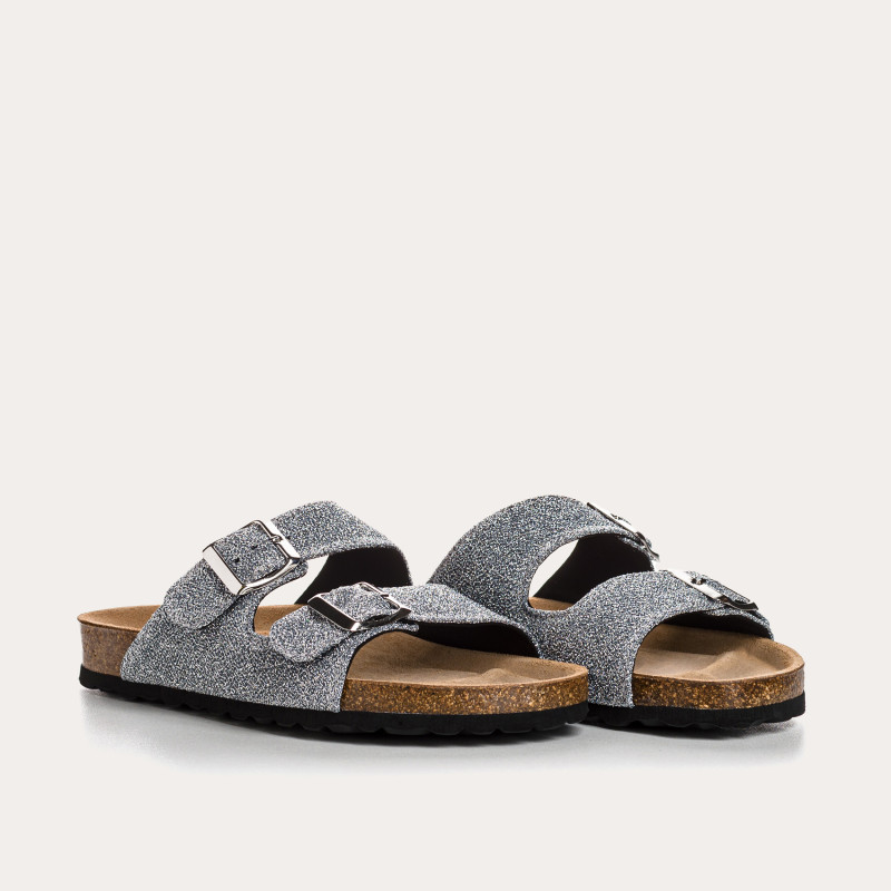 Sandales à brides NUBIA - chaussures anatomiques cuir lurex femme | REQINS