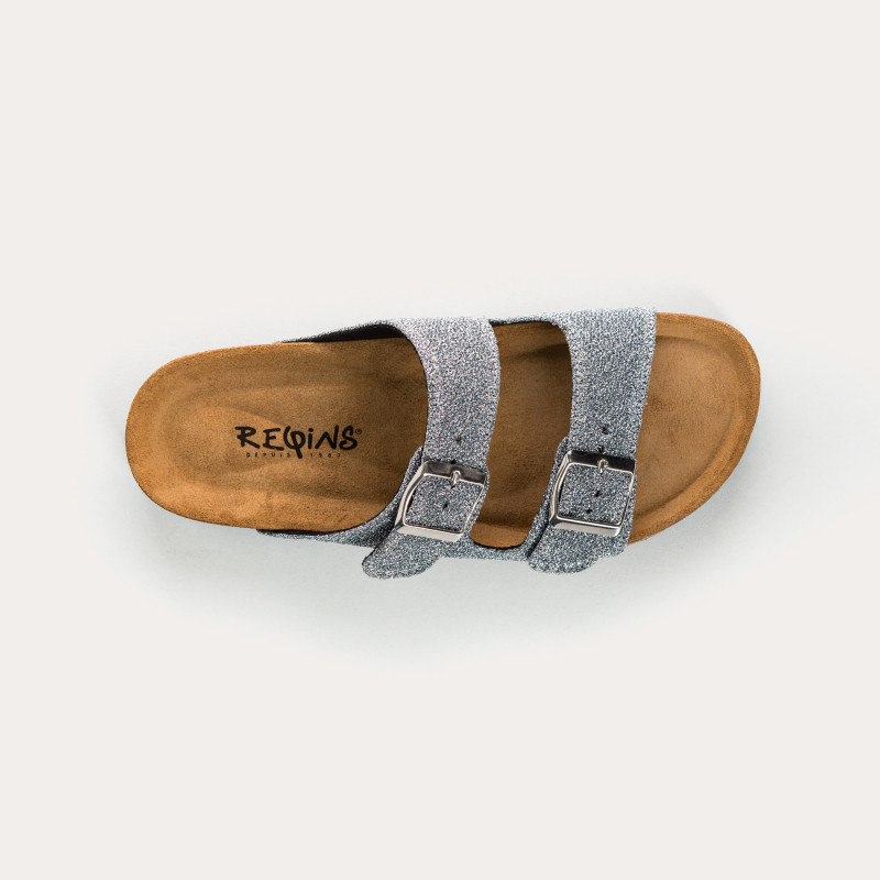 Sandales à brides NUBIA - chaussures anatomiques cuir lurex femme | REQINS