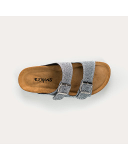 Sandales à brides NUBIA - chaussures anatomiques cuir lurex femme | REQINS