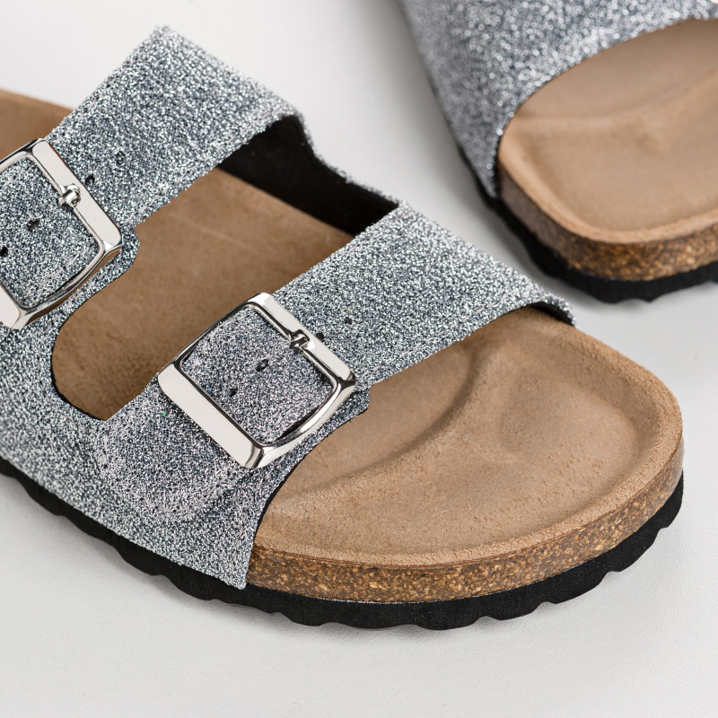 Sandales à brides NUBIA - chaussures anatomiques cuir lurex femme | REQINS