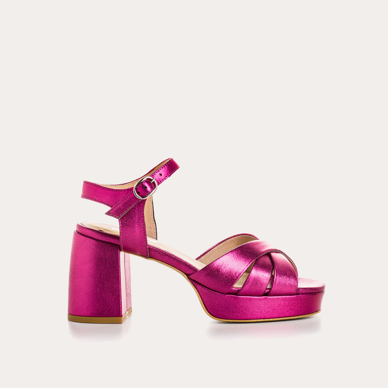 Women's Platform Sandals Metallic Leather Eclat - Padge | Reqins