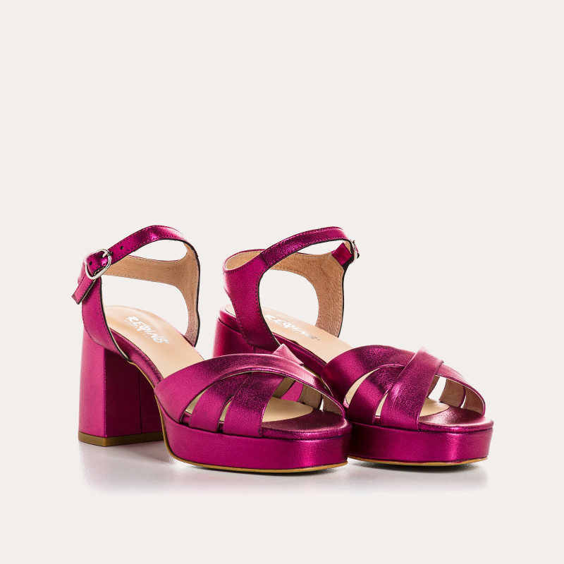 Sandales Plateformes Femme Eclat Cuir Métallisé - PADGE | Reqins