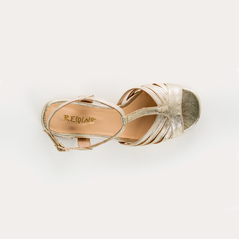 Sandales à plateforme PALMYRE - chaussures à talons cuir métallisé femme | REQINS