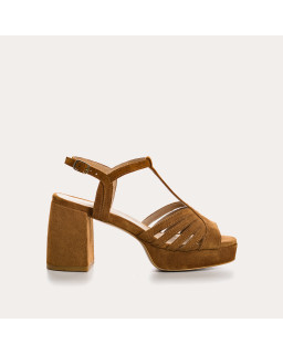 Palmyre platform sandals - Women's velvet leather shoes | Reqins