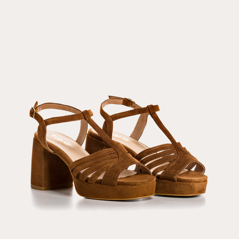 Palmyre platform sandals - Women's velvet leather shoes | Reqins