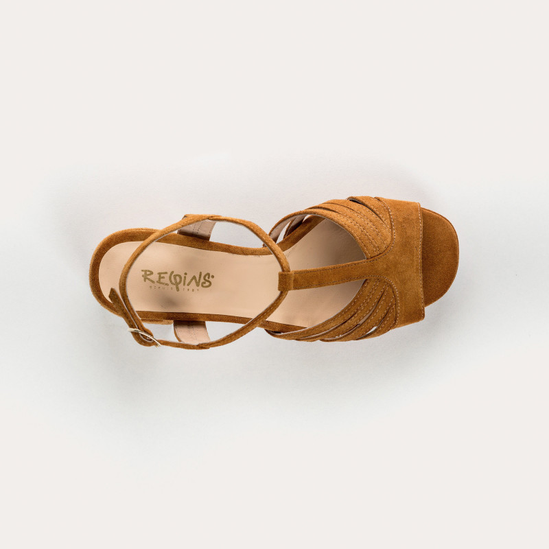 Sandales à plateforme PALMYRE - chaussures à talons cuir velours femme | REQINS