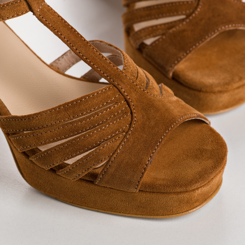 Palmyre platform sandals - Women's velvet leather shoes | Reqins