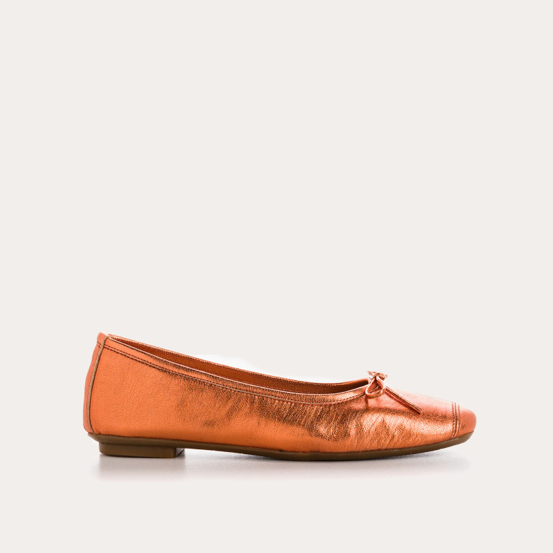 Iridescent Metal Leather Flat Ballerinas