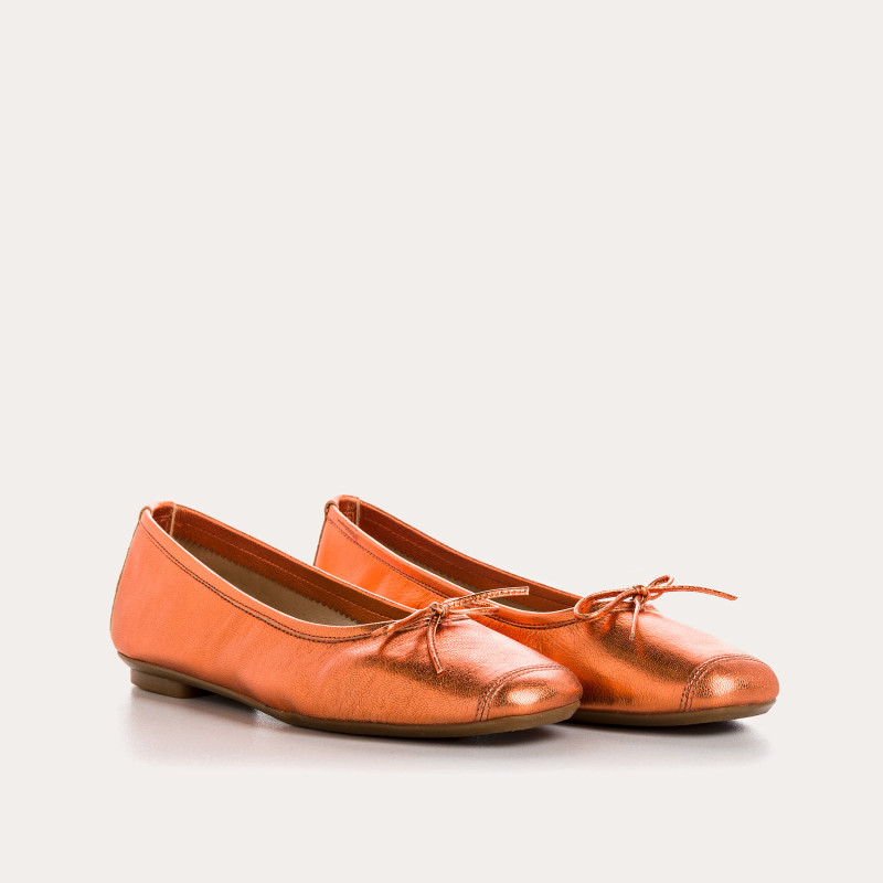 Iridescent Metal Leather Flat Ballerinas