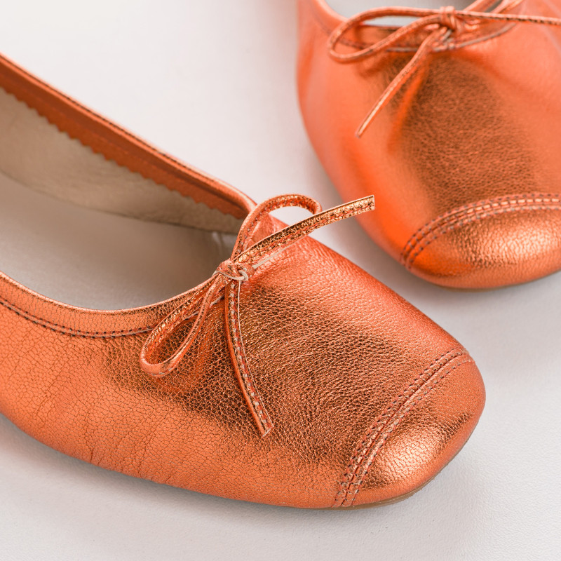 Iridescent Metal Leather Flat Ballerinas