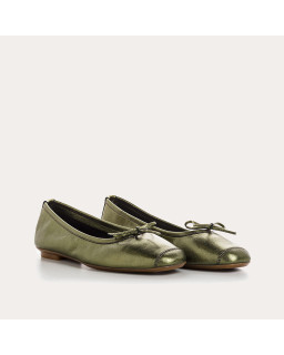 Iridescent Metal Leather Flat Ballerinas