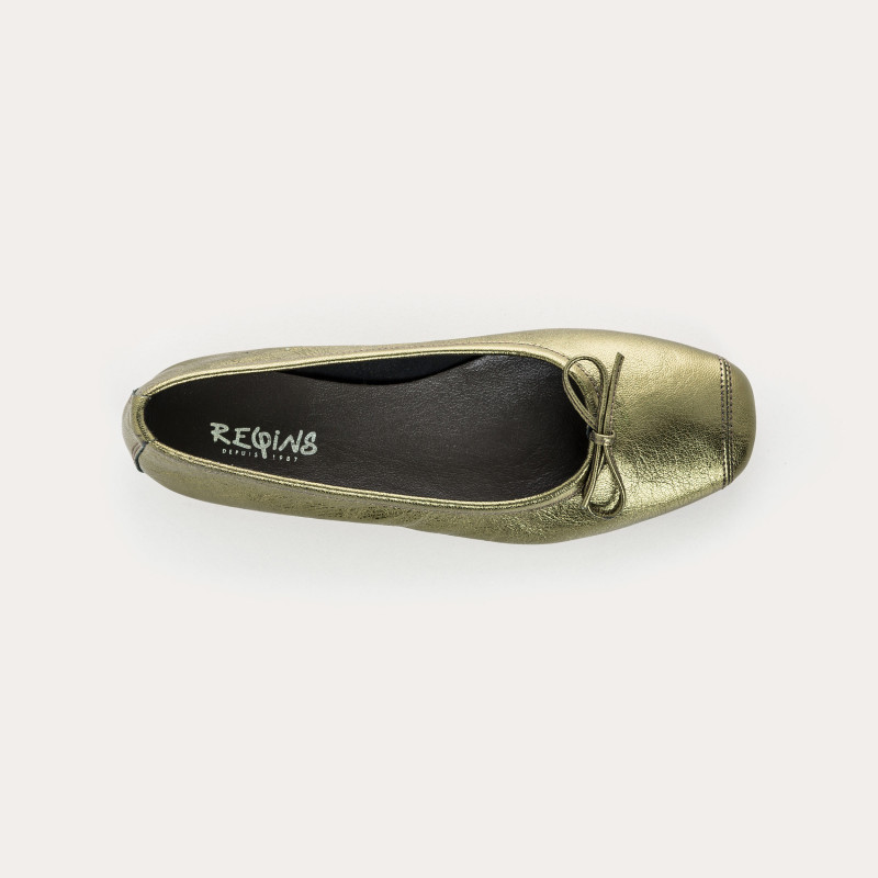 Iridescent Metal Leather Flat Ballerinas