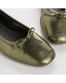 Iridescent Metal Leather Flat Ballerinas