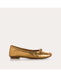 Iridescent Metal Leather Flat Ballerinas
