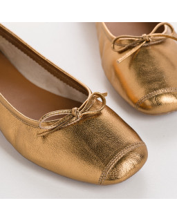 Iridescent Metal Leather Flat Ballerinas