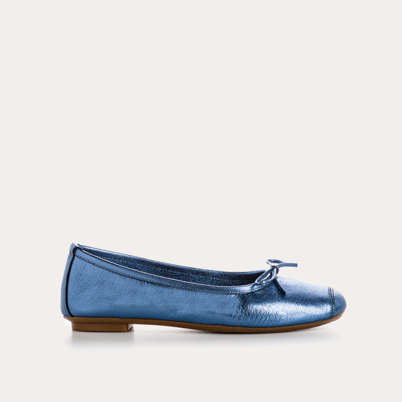 Ballerines plates à nœud en cuir métal irisé