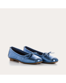 Iridescent Metal Leather Flat Ballerinas