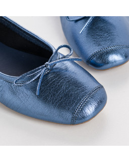 Ballerines plates à nœud en cuir métal irisé