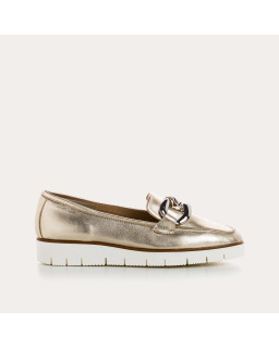 Moccasins jewel compensated woman shine leather metallic - Naster | Reqins