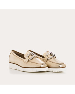 Moccasins jewel compensated woman shine leather metallic - Naster | Reqins
