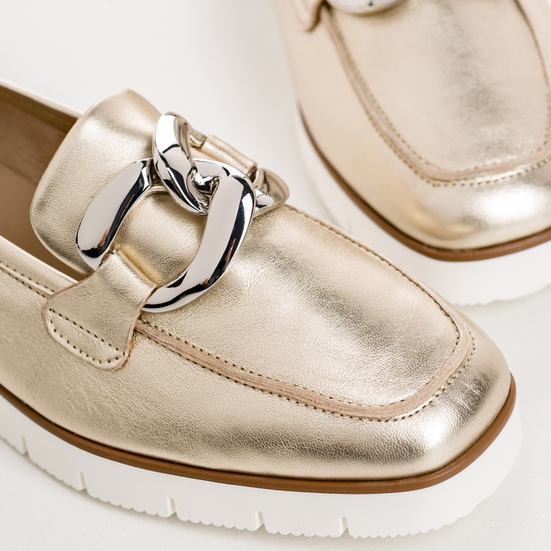 Moccasins jewel compensated woman shine leather metallic - Naster | Reqins
