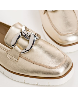 Mocassins Bijou Compensés Femme Éclat Cuir Métallisé - NASTER| Reqins
