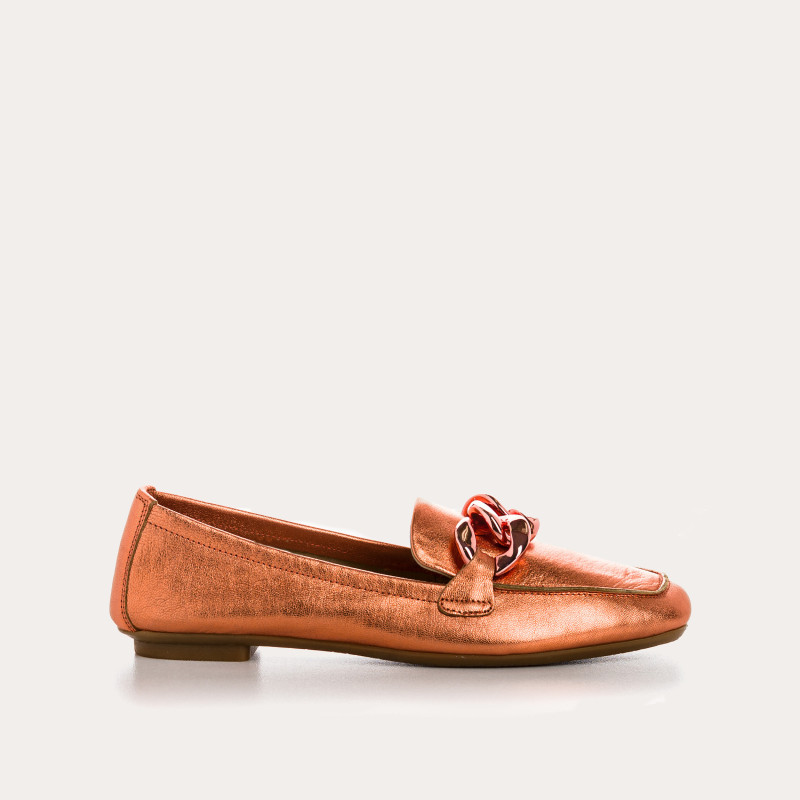 Moccasins Woman Leather Metallic - Hartaga | Reqins
