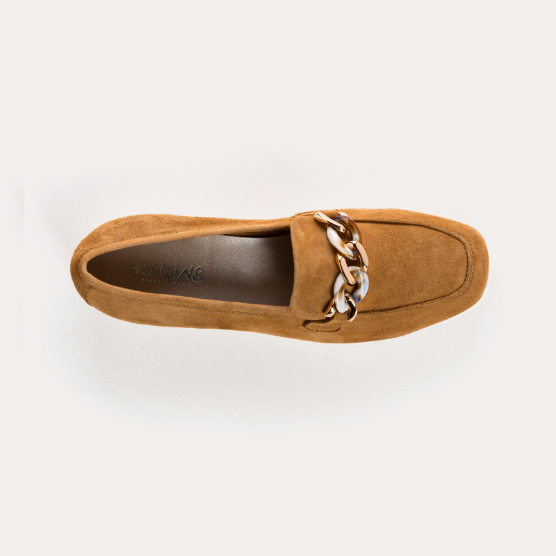 Moccasins jewel chain compensated woman velvet leather - norelie | Reqins
