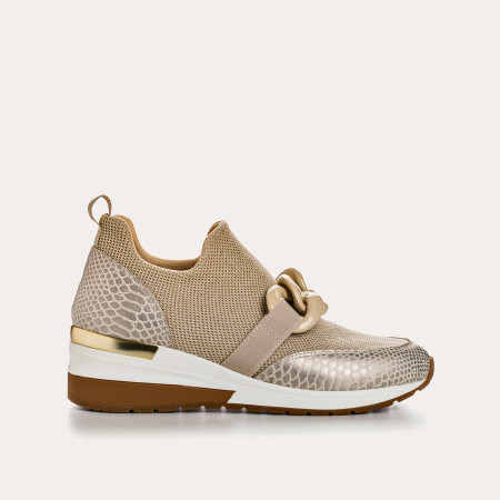 Baskets pour femme en tissu élastique lamé avec accessoires bijoux