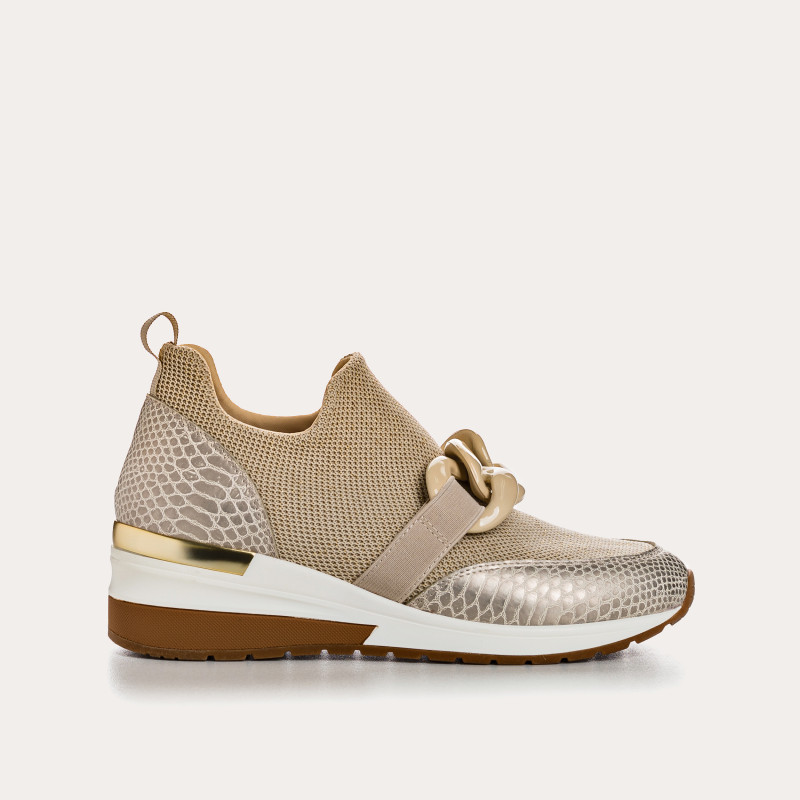 Baskets pour femme en tissu élastique lamé avec accessoires bijoux