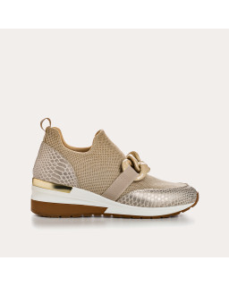 Women's Sneakers in Elastic Fabric Lady with Jewelry Accessories