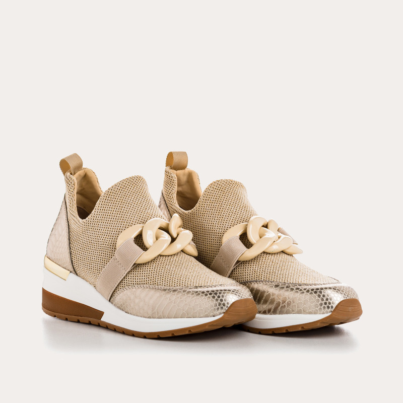 Women's Sneakers in Elastic Fabric Lady with Jewelry Accessories