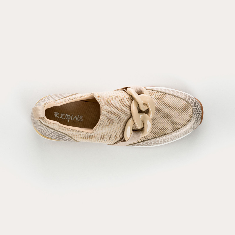 Baskets pour femme en tissu élastique lamé avec accessoires bijoux