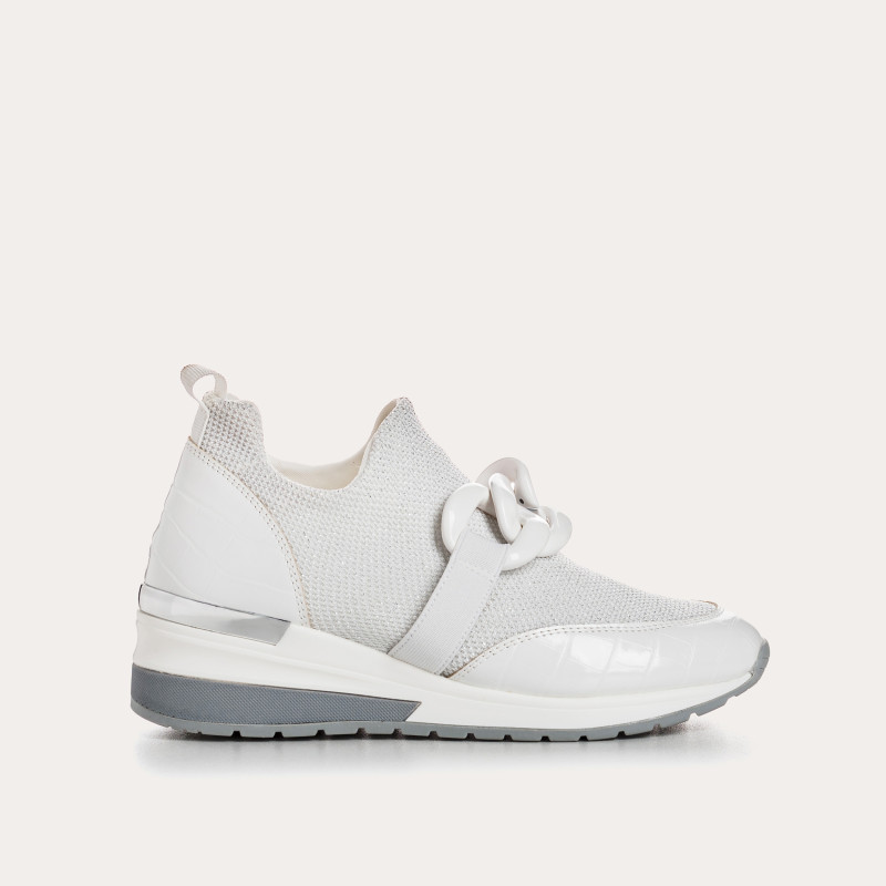 Baskets pour femme en tissu élastique lamé avec accessoires bijoux